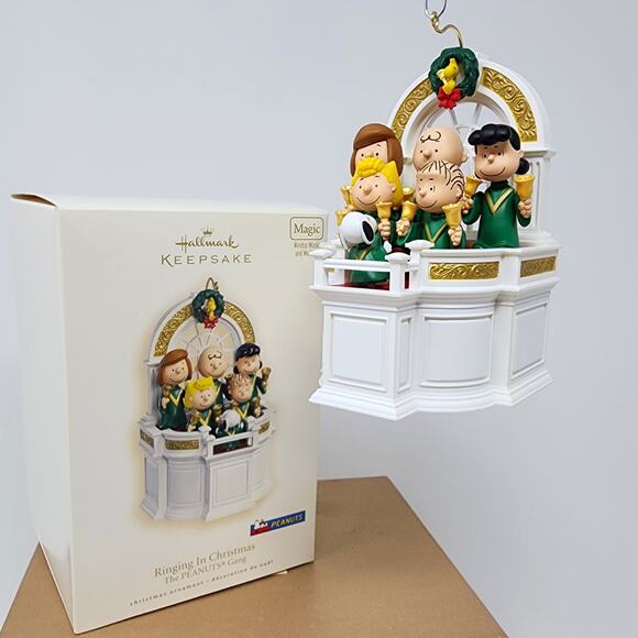 Hallmark Peanuts Ornament Ringing in Christmas 2007 Magic Wind-up Movement Choir - Picture 2 of 12